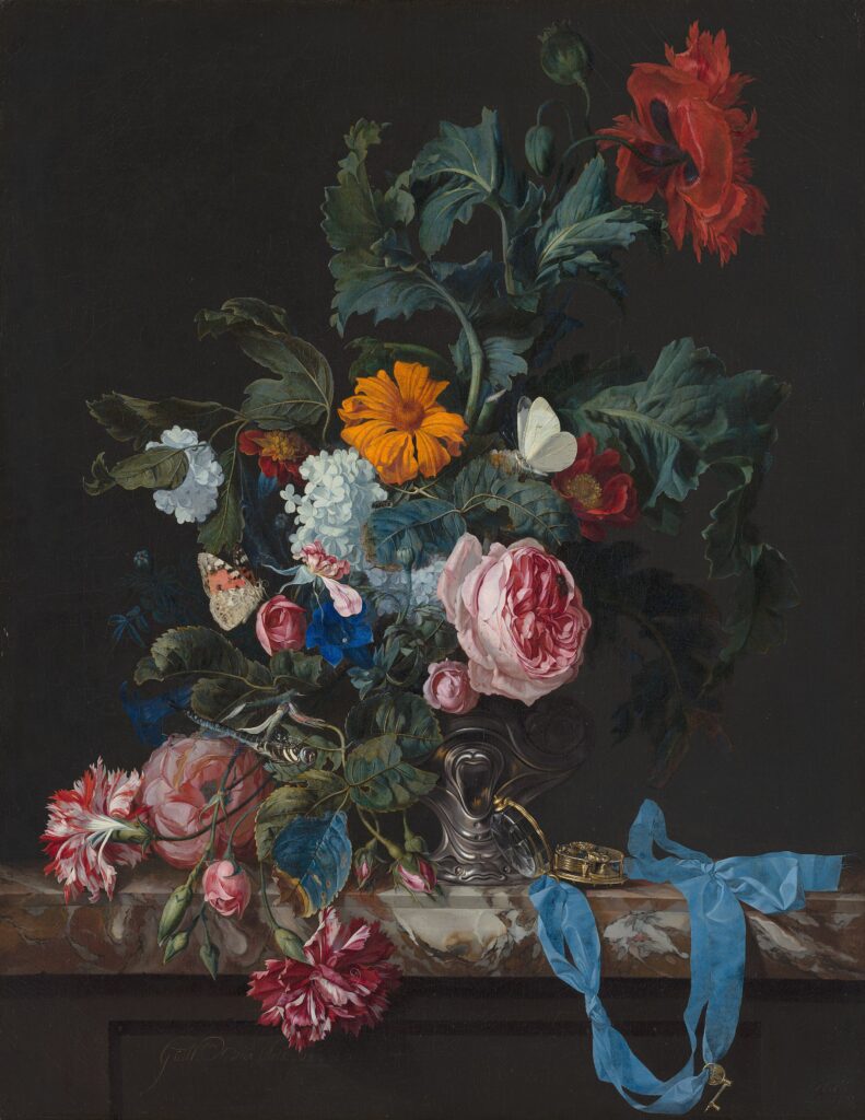 Flower Still- Life with a Timepiece, 1663, Mauritshuis, The Hague.